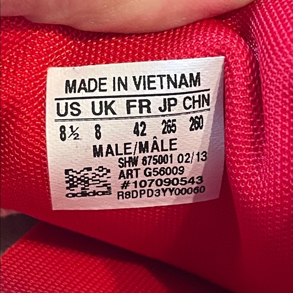 Adidas Gazelle Men's Red and White Striped Sneakers Size 8.5 Excellent Condition - Picture 10 of 10